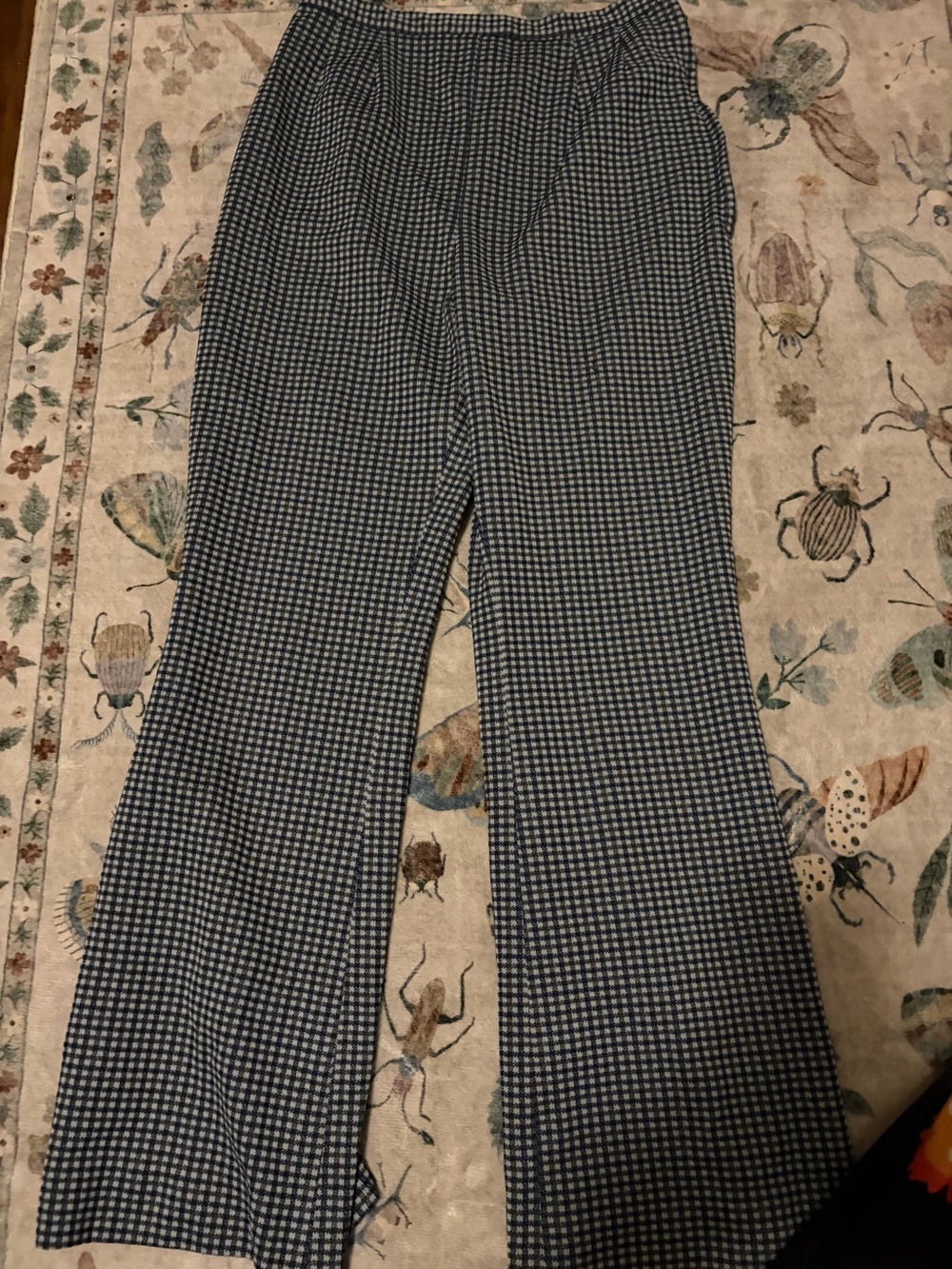 Vintage 70s High waisted gingham check side zip flare mod pants